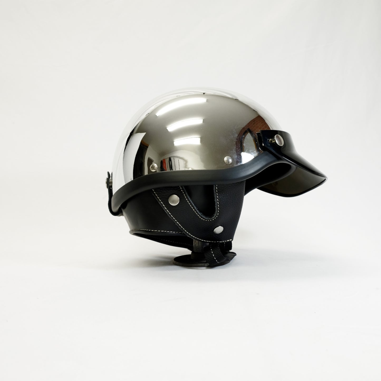 chrome half helmet motorcycle Mayan Style DOT German Style Helmet take a tape measure just above your eyebrow around your head just at the top of your ears CHROME SHORTY Beetle Helmets